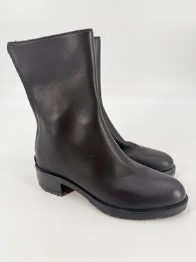 Haider Ackermann Black Leather Quiet Luxury Zip Boots 36.5